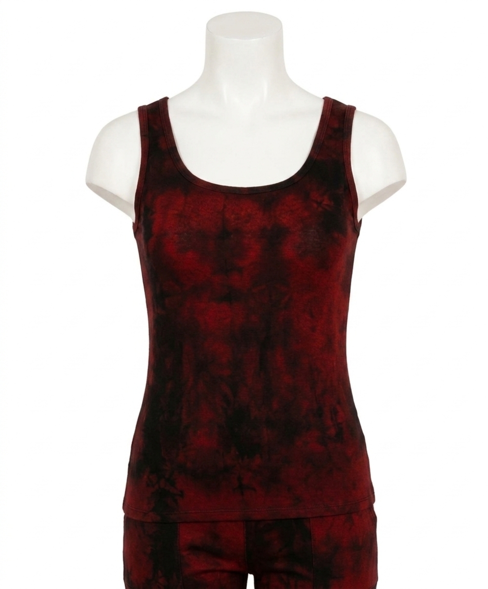 NEW FRENCH KYSS marble wash tank in sangria